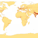 Mapa de densidad de población del mundo